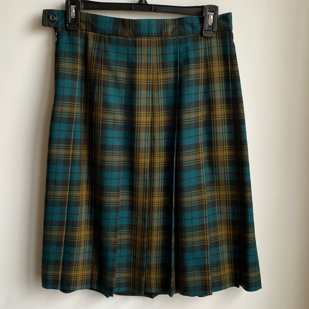 VTG LL Bean Pleated Wool Rayon Midi Skirt Lined Side Zip - Picture 3 of 8
